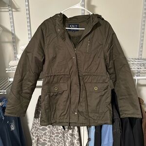 Zipper Hooded Parka Anorak jacket with fur